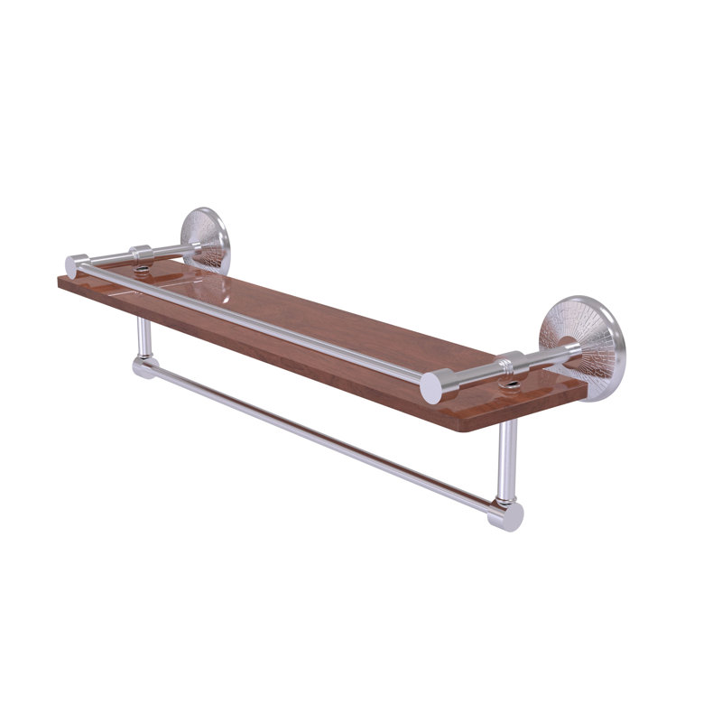 Tilney Bracket Shelf with Towel Bar, Satin Chrome, 5" H x 22" W x 5" D