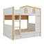 Lit superposé sur le thème de la maisonnette avec tiroirs de rangement, lit superposé en bois avec tablettes de rangement intégrées-802369161