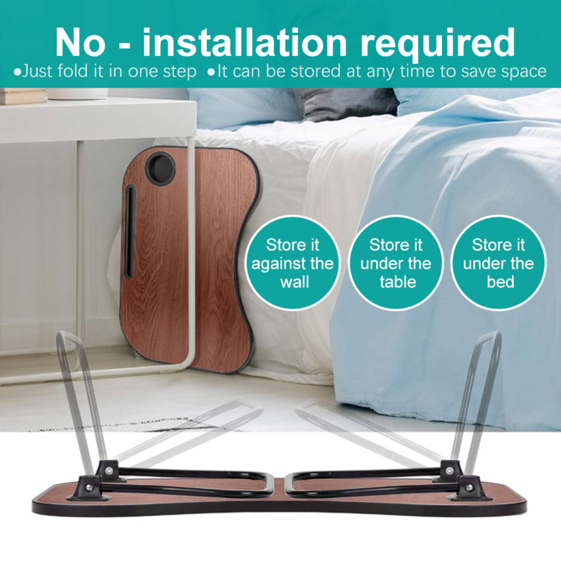 24 X 16 In Foldable Plastic Tray Table | Foldable Lap Desk | Sofa & Bed Table For Laptop Include Ipad Slot And Cup Holder