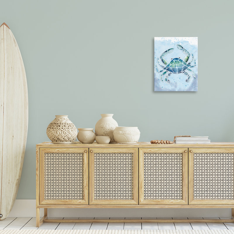 Art mural en toile Strab Glass Crab par Patti Bishop, H 20 po x l 16 po