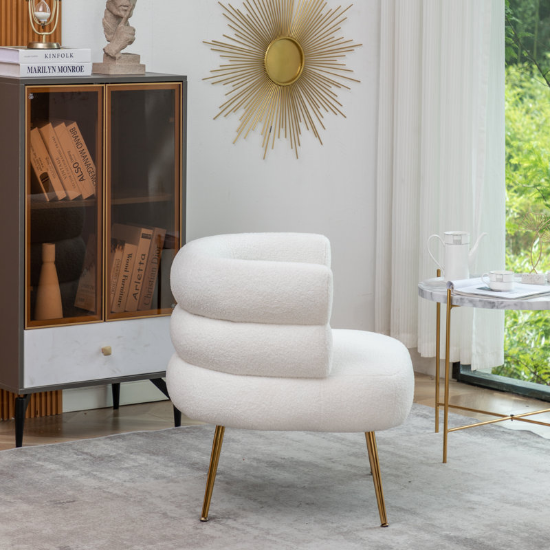 Ensemble de salon 2 pièces Demetrius, Peluche blanche 100% polyester