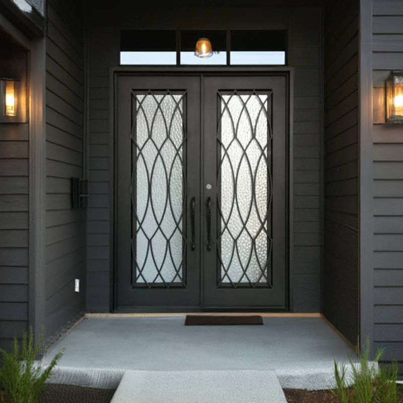 Athena 72'' x 80'' Mirrored Iron Front Entry Doors