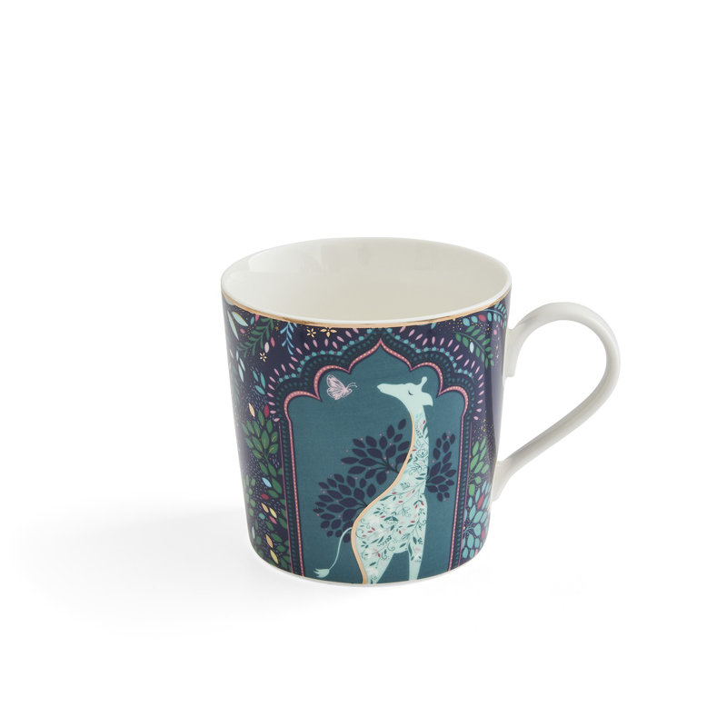 Sara Miller, India - Giraffe's Courtyard Mignight Blue Mug