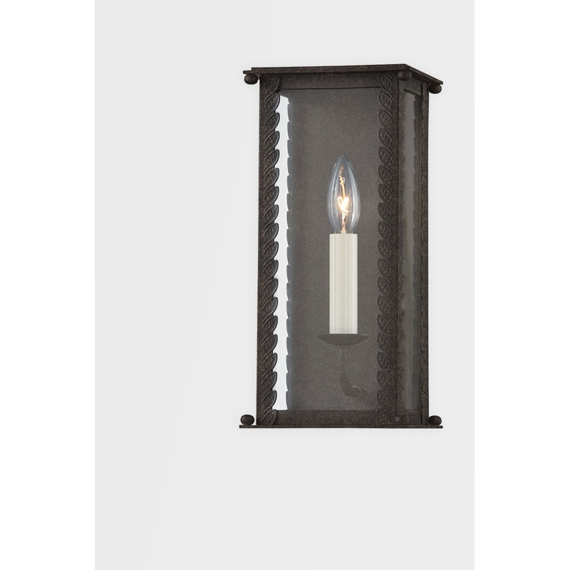 French Iron Black Glass Shade Wall Sconce