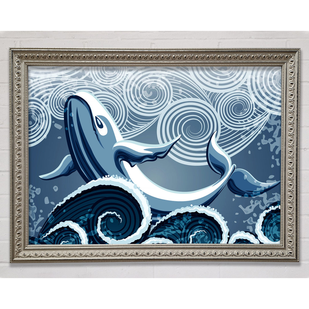 Whale Wave Gerahmter Druck Wandkunst