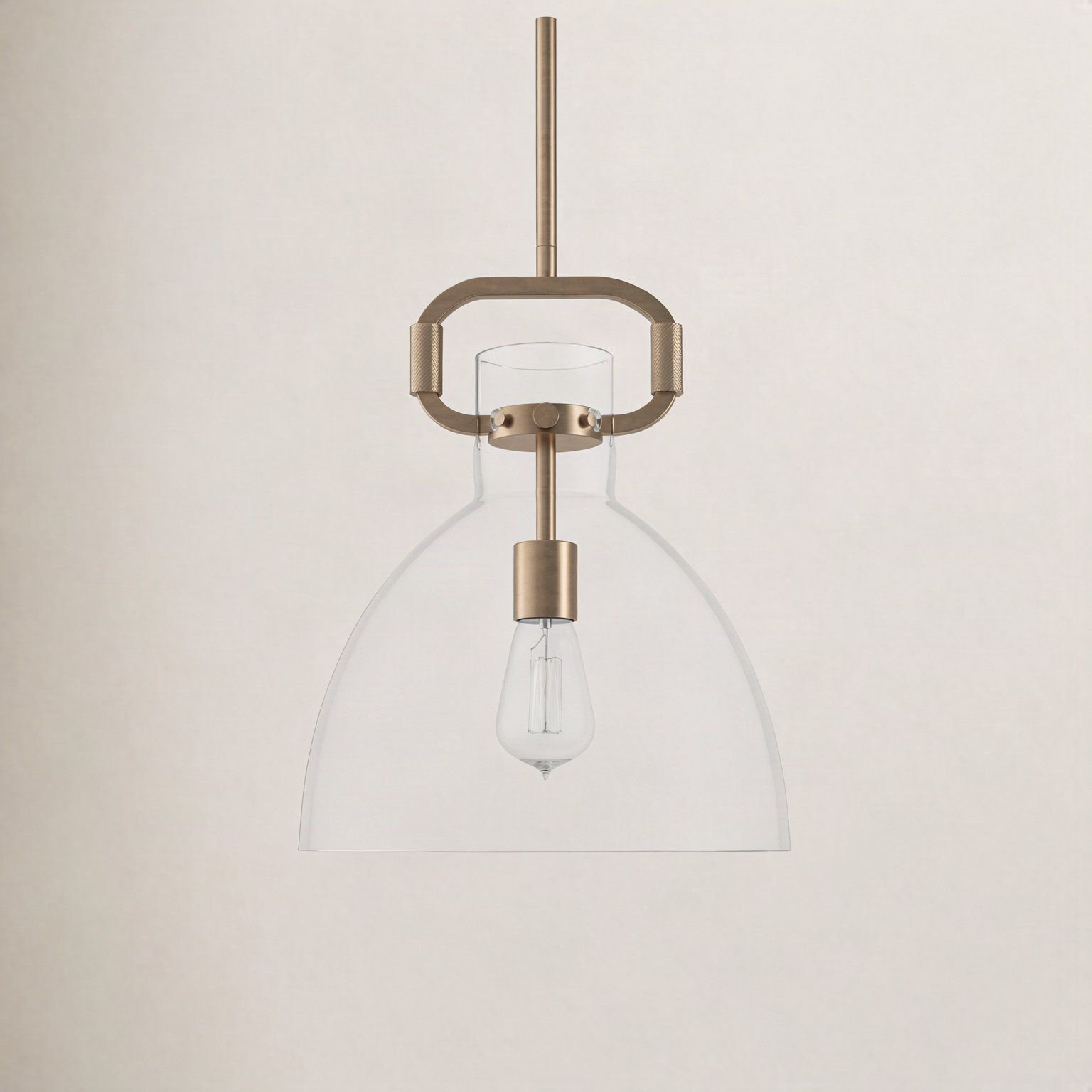 Shay Dimmable Dome Single Light Pendant, Brass