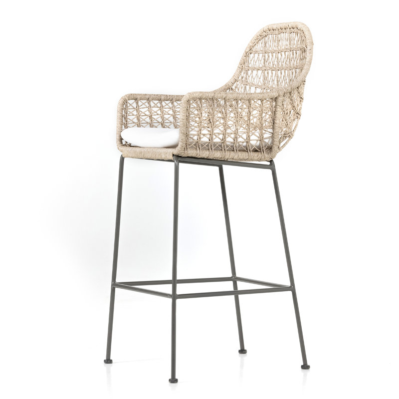 Bandera Outdoor Bar Stool, 30", Beige/Gray