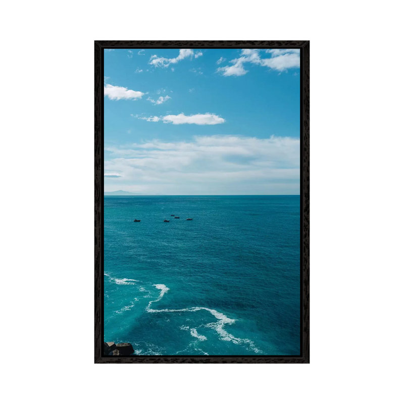 Amalfi Coast Water XX 1 Piece Wall Art on Canvas, 101.6cm H x 66.04cm W x 3.81cm D, Black Framed