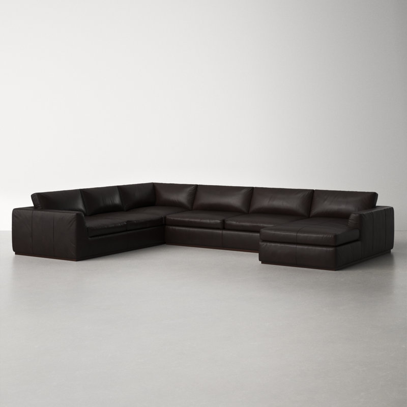 Wexford Upholstered U-Shaped Sectional, Left Hand Facing, Heirloom Cigar Genuine Leather
