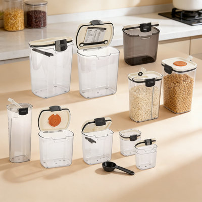Airtight Food Storage Container Set For Kitchen And Pantry Organization, 13-Piece Bakers Set With Flour, Sugar, Coffee, Pasta And Cereal Keepers For Fresh Ingredients
