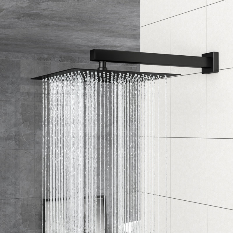 Système mural noir mat mat de pomme de douche carrée de 12 pouces - Scald équilibré, douche de pluie mince réglable à 360 °, portatif pour des besoins spécifiques avec valve équilibrée, tête, rotation, et