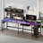67 Inch L Shaped Computer Desk with LED Light, Home Office Corner Desk-599056535