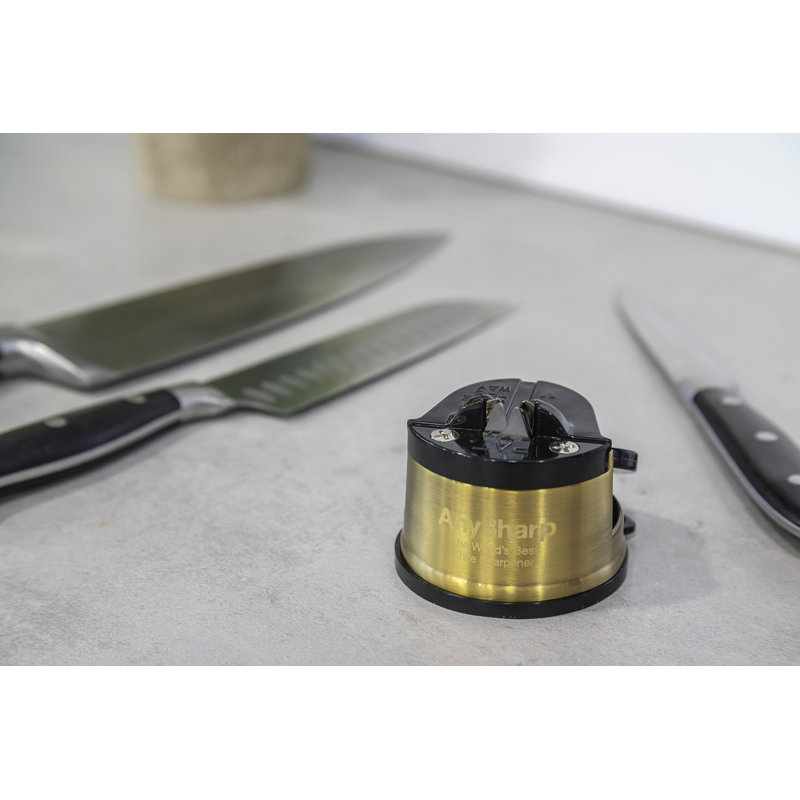 AnySharp Pro Brass Knife Sharpener, Gold