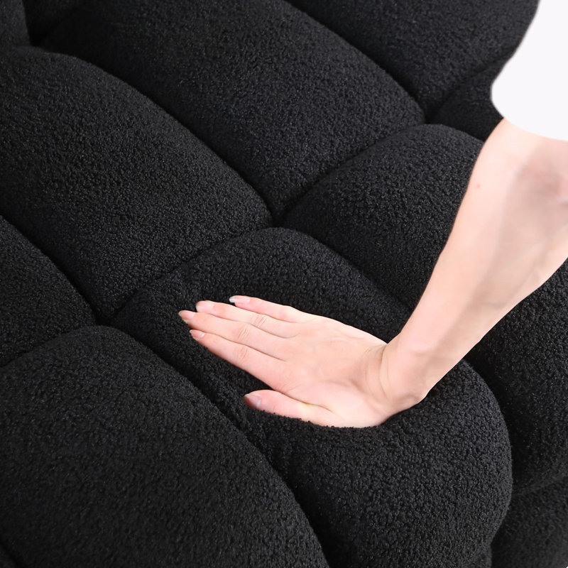 Canapé à accoudoirs carrés Monica, Noir, H 27,56 po x l 62,2 po x P 35,83 po