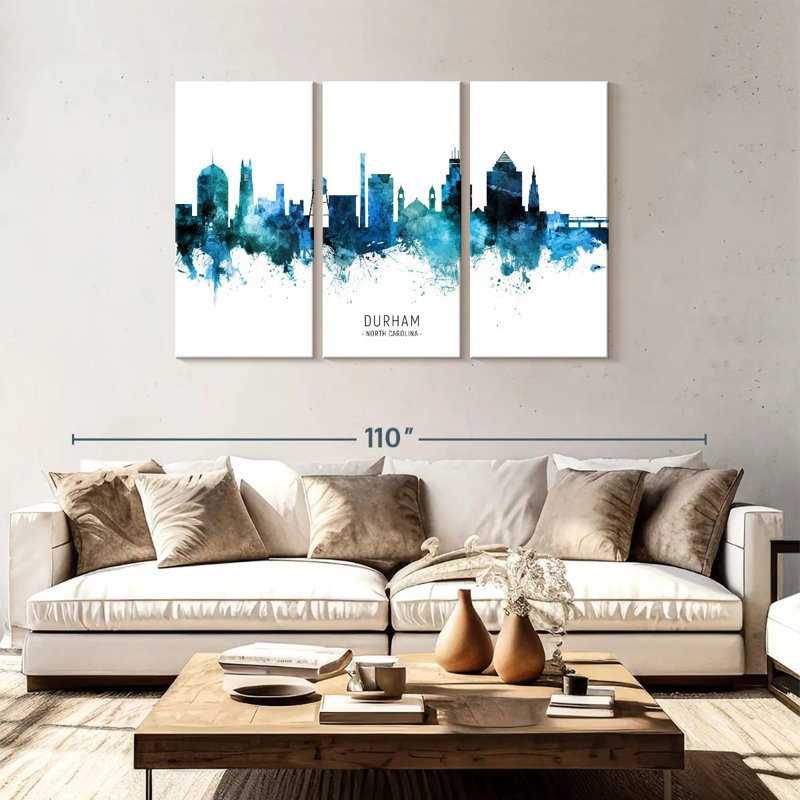 Durham North Carolina Skyline II, H 48 po x l 74 po