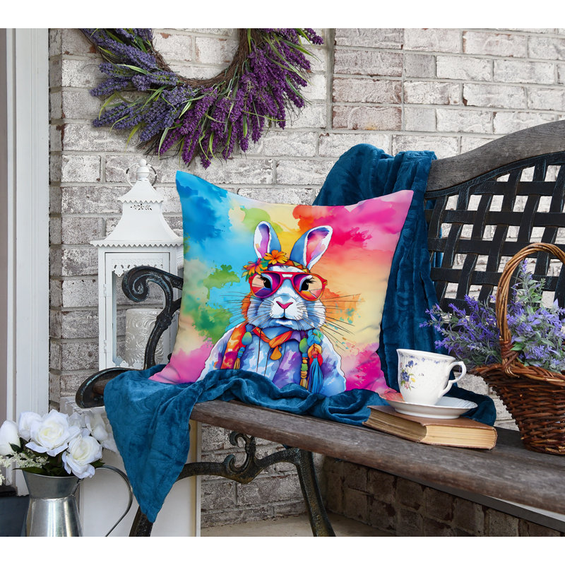 Hippie Animals Other/No Pattern Outdoor Throw Pillow, 18"H x 18"W