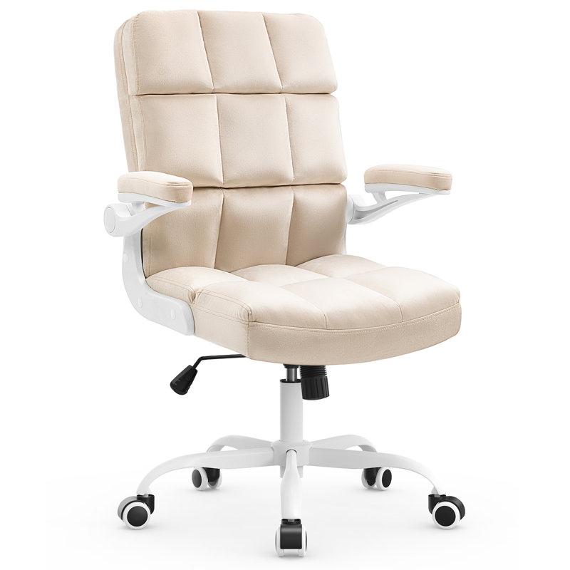Ergonomic Executive Chair, Beige, White, Velvet