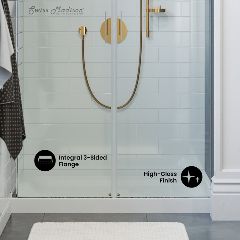 Voltaire 48" x 36" Single-Threshold, Shower Base, White, Center