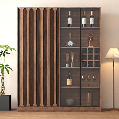 Brun noisette + gris + bois manufacturé noir + verre trempé + vitrines en alliage d'aluminium
