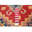 Tapis rouge / beige / bleu foncé noué à la main de conception unique 6 pi 6 po x 10 pi 1 po Aston-James