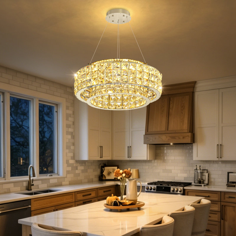 Lustre moderne 12 "à intensité variable pour le salon - argent, 1680 Lumens, 6.3" H x 6.6" W x 15.7" D, Silver