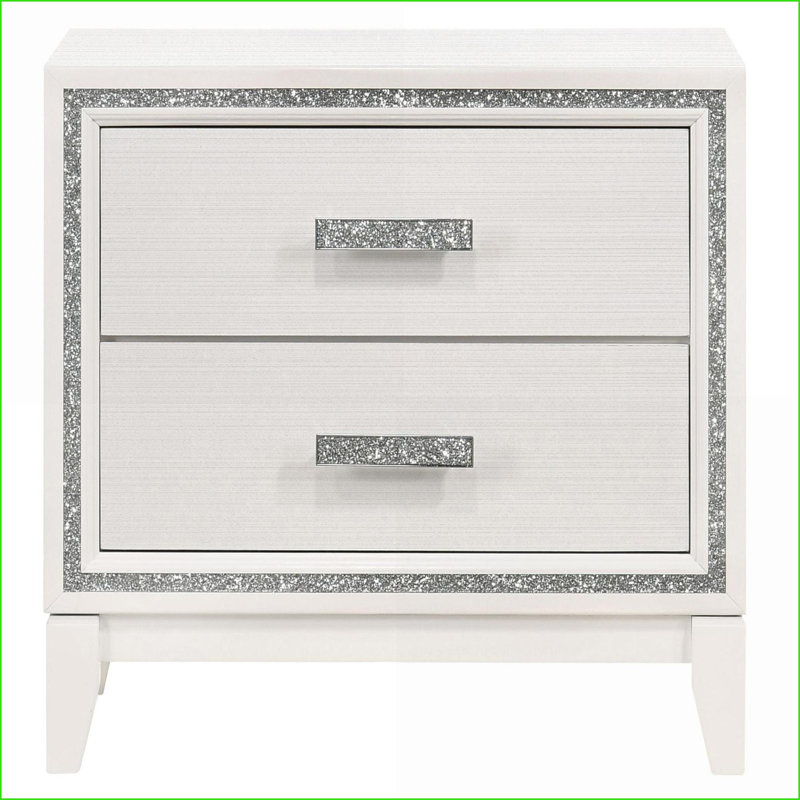 Table de chevet blanche moderne à 2 tiroirs pour le rangement dans la chambre à coucher, Blanc