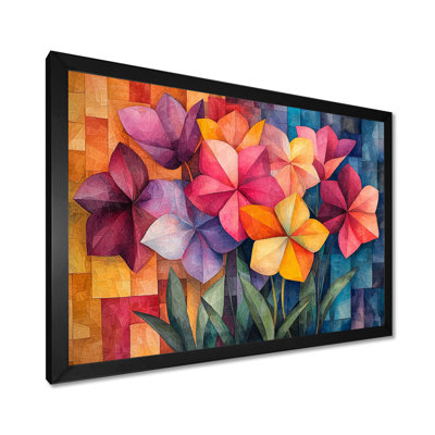 Géométrie, pétunias fleur dans des tons vibrants I - art mural sur toile pétunias
