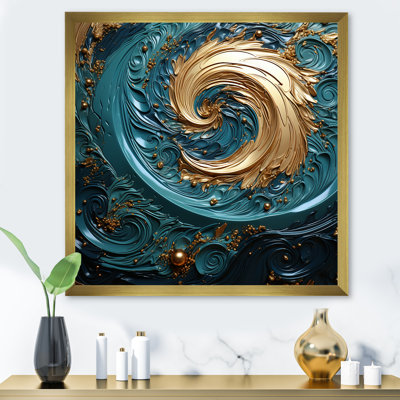 Bleu sarcelle, mouvement majestueux I - spirales abstraites, art mural, salon_106116