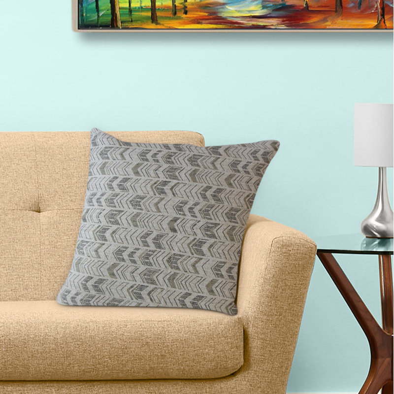Coussin en porcelaine Ganya, 24 po x 24 po, Gris, Coussin décoratif