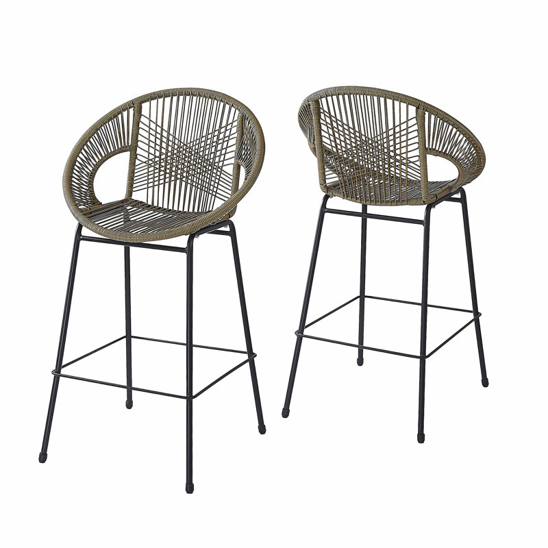 Tabouret de bar d'extérieur vert Ferrara, ensemble de 2