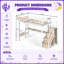 Lit mezzanine pour enfants AVELOR avec bureau intégré, prise de courant, éclairage DEL et solutions de rangement intelligentes-2107045382-2107045385