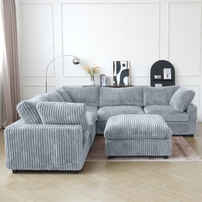 Canapé modulaire 6 pièces avec repose-pieds