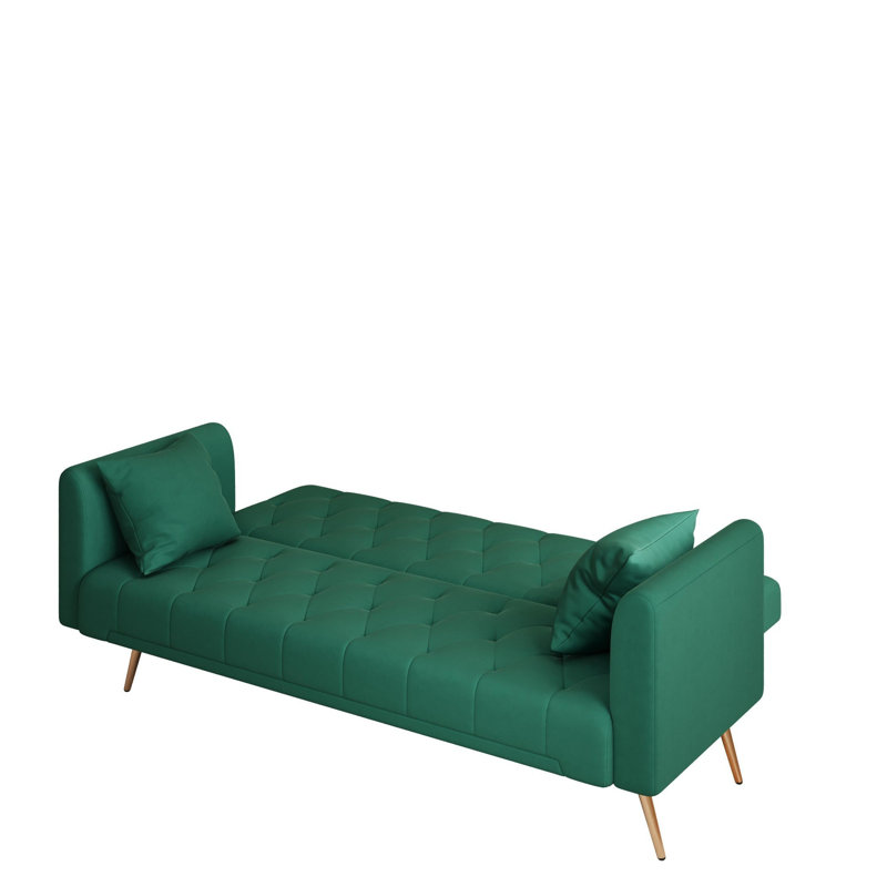 Velvet Sleeper convertible love seat sofa, American retro velvet, suitable for small living room, bedroom, Green Velvet