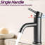 Robinet de salle de bain - Monotrou, moderne, noir mat, acier inoxydable, trou facile à installer, aérateur supérieur-121612893