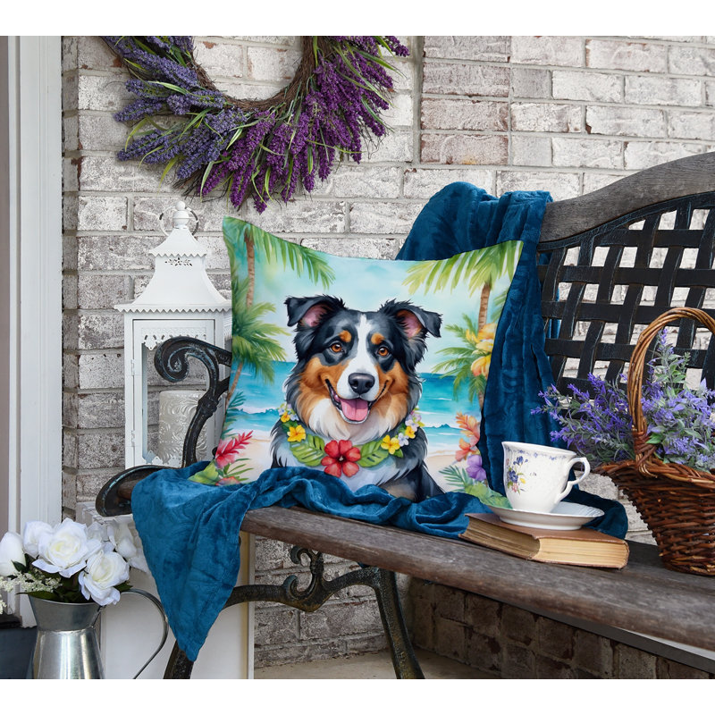 Australian Shepherd Luau Throw Pillow, H 18 po x l 18 po