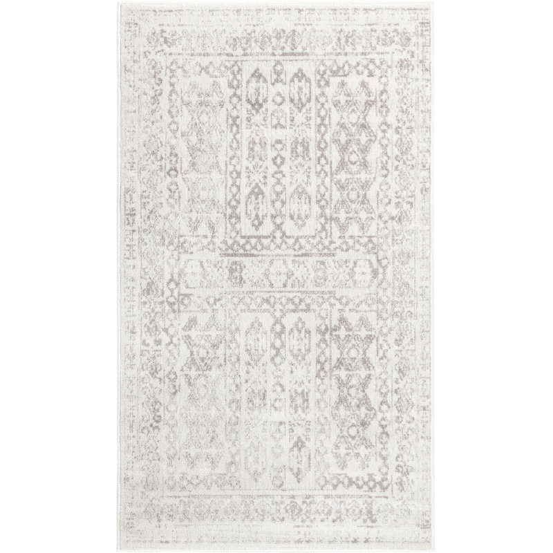 Tapis contemporain gris clair Micsunel, Rectangle 3 pi x 5 pi 3 po