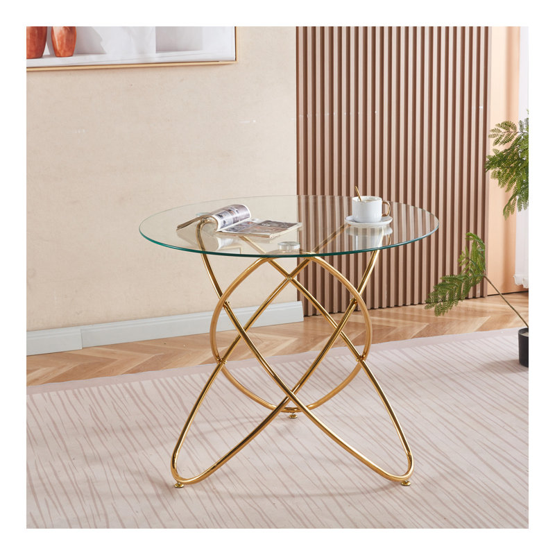 Table de salle à manger avec pieds en métal doré et verre trempé, table de cuisine moderne pour le salon, pieds en métal de couleur dorée