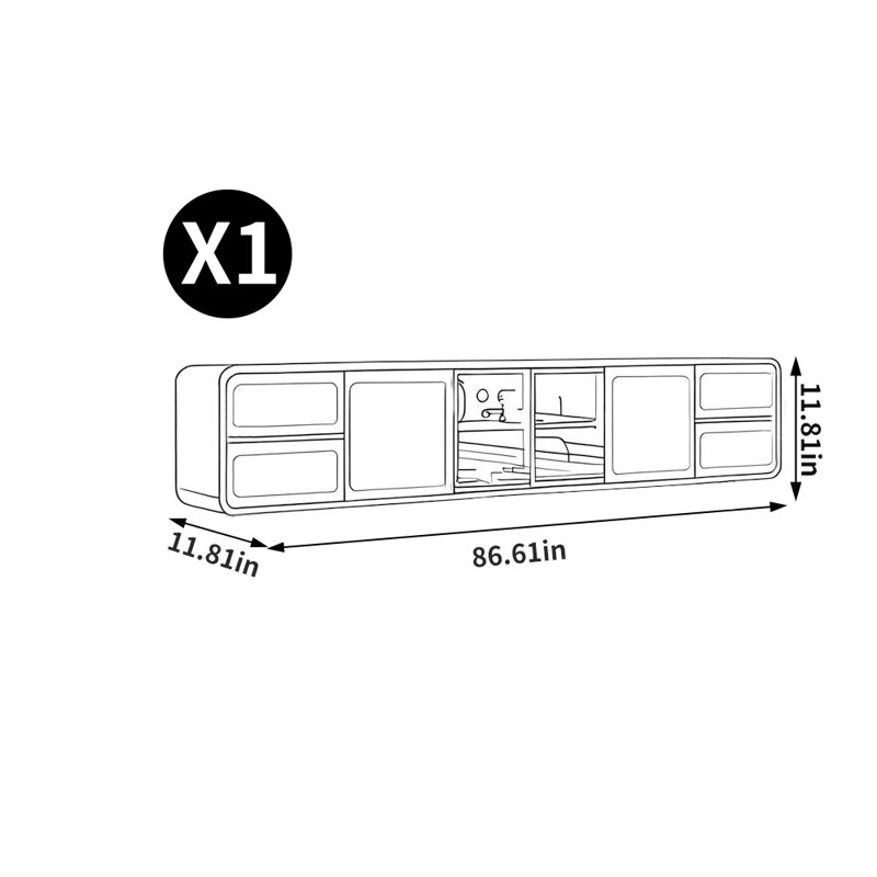 Meuble télé de rangement de style français, 86.61"