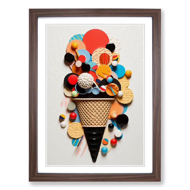 Ice Cream Constructivism No.2 - Framed Print, Walnut Framed, 34cm H x 25cm W x 2cm D
