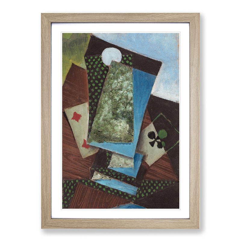 Playing Cards by Juan Gris - Framed Print, 48cm H x 36cm W x 2cm D, Oak Framed