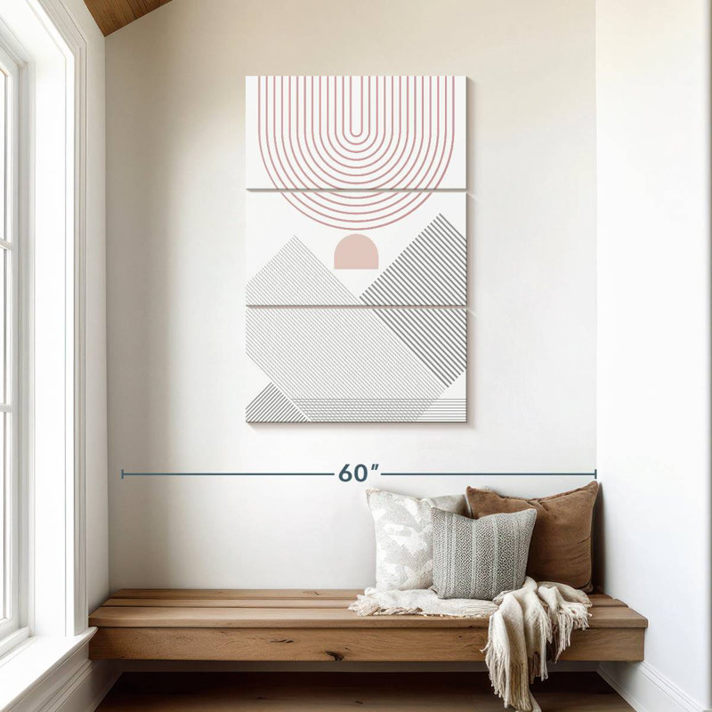 Avery moderne Mid-Century abstrait rose gris III