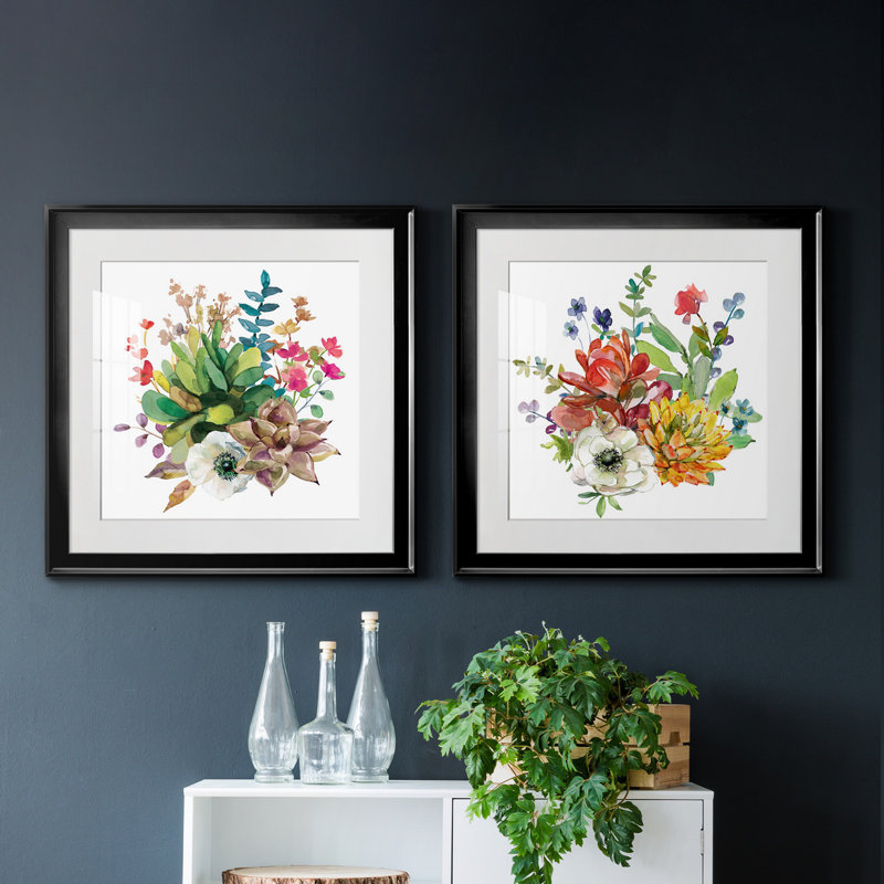 Scrumptious Succulents III - Ensemble de 2 reproductions d'art encadrées, H 17,5 po x l 35 po x P 1,5 po, Blanc