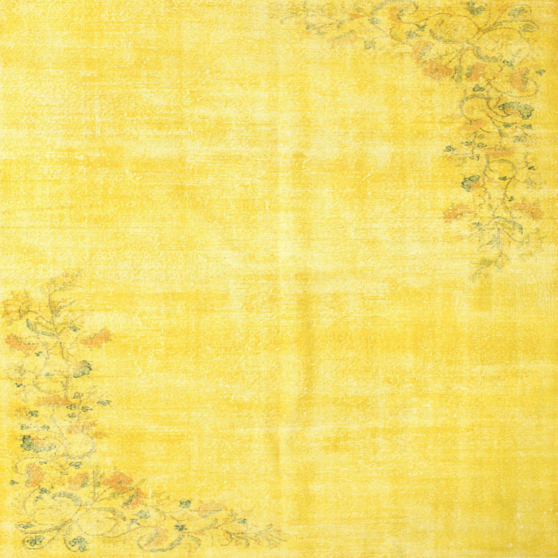 Tapis contemporain jaune, Carré 4 pi