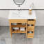 Meuble-lavabo à trois tiroirs en bois avec tablette réglable et 2 portes à fermeture douce