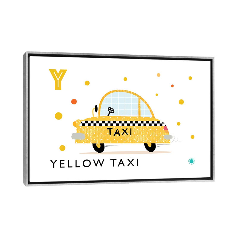 «Y Is for Yellow» - impression, H 40 po x l 60 po x 1,5 po, Toile avec cadre argenté, Pas de tapis