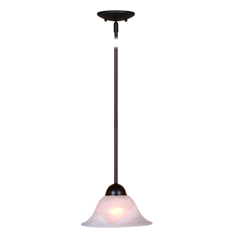 Luminaire suspendu en forme de cloche à 1 lumière Offerman, Bronze bruni huilé