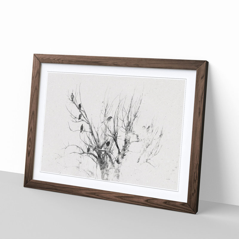 Birds in the Trees - Picture Frame Graphic Art Print, Walnut Framed, 36cm H x 48cm W x 2cm D