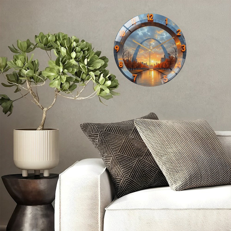 Horloge murale moderne en verre StLouisArchS SunsetClockWallDecor