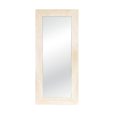 Suna 35 in. x 79 in. Natural Stone Marble Rectangular Framed Mirror