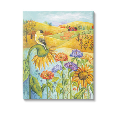 Bird Perched at Farm Canvas Wall Art by Diane Kater